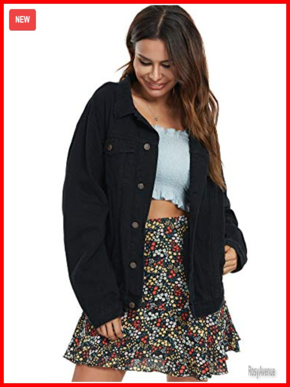 Oversized Denim Jacket Button Front 4 Pocket Long Sleeve 100% Cotton - Picture 2 of 6